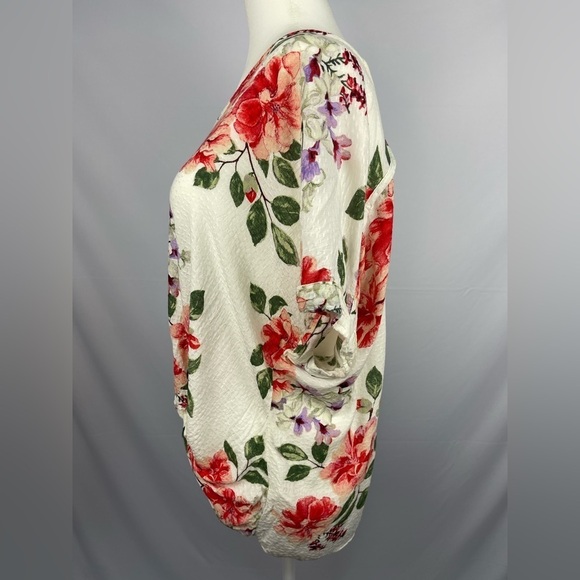 Kaileigh white and floral rossano knot detail blouse women’s size M - Picture 6 of 11